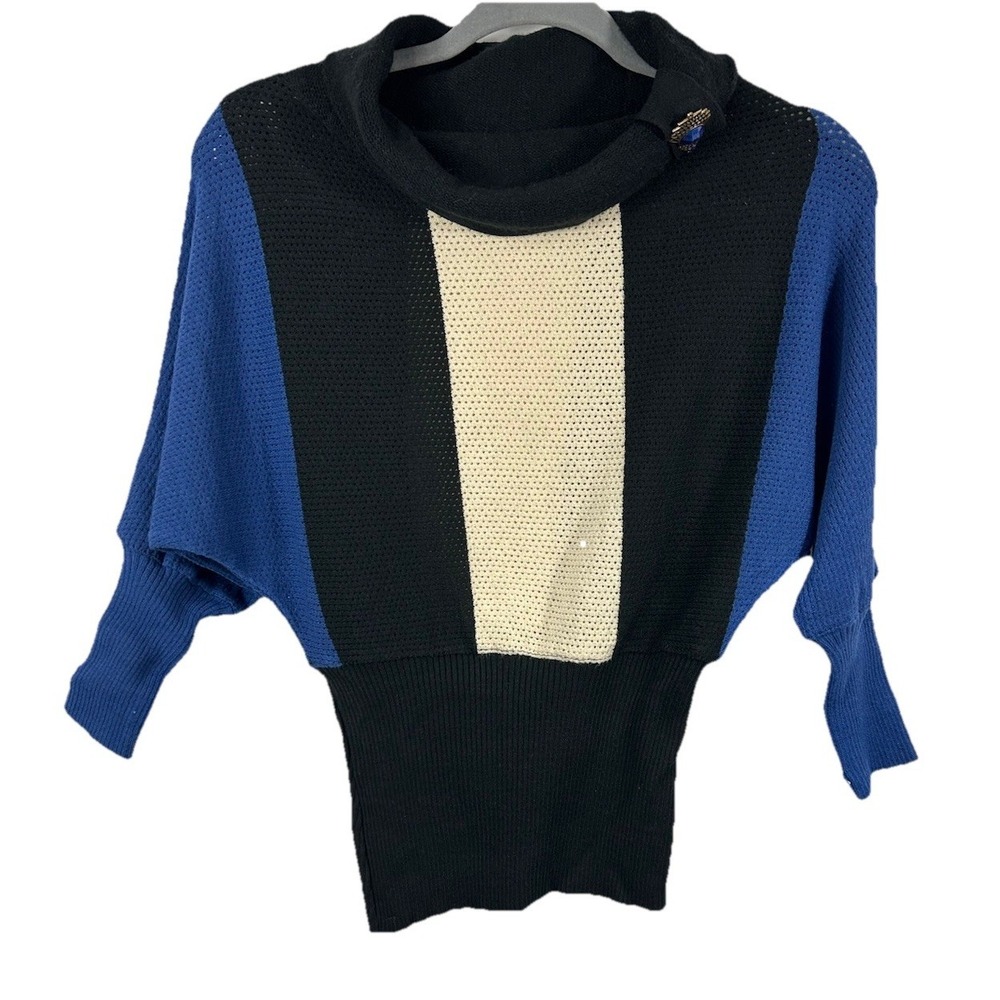 Lopetex Colorblock Sweater NWT M Cowl Neck‎ Bat Sleeves Whimsigoth Office Siren